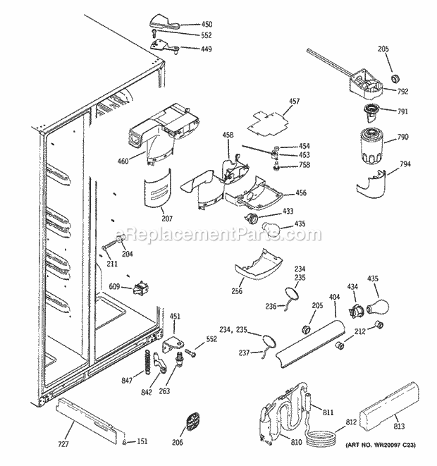 GE DSD26DHWABG Refrigerator W Series Fresh Food Section Diagram