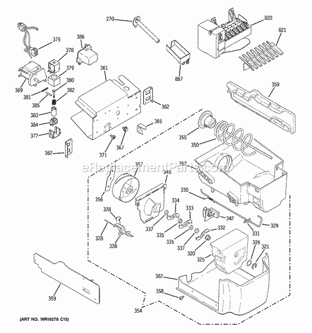 GE DSD26DHWABG Refrigerator W Series Ice Maker & Dispenser Diagram