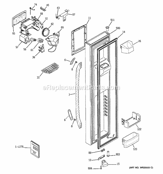 GE DSF25KGTBBG Refrigerator Freezer Door Diagram