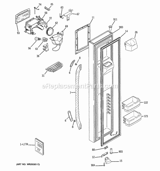 GE DSF26DHWABB Refrigerator W Series Freezer Door Diagram