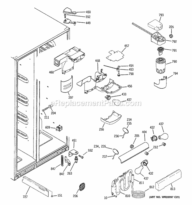 GE DSF26DHWABB Refrigerator W Series Fresh Food Section Diagram