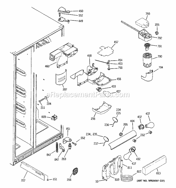 GE DSF26DHWCWW Refrigerator W Series Fresh Food Section Diagram