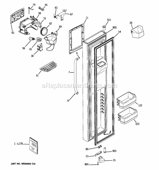 GE DSHF5PGXAEBB Freezer Door Diagram