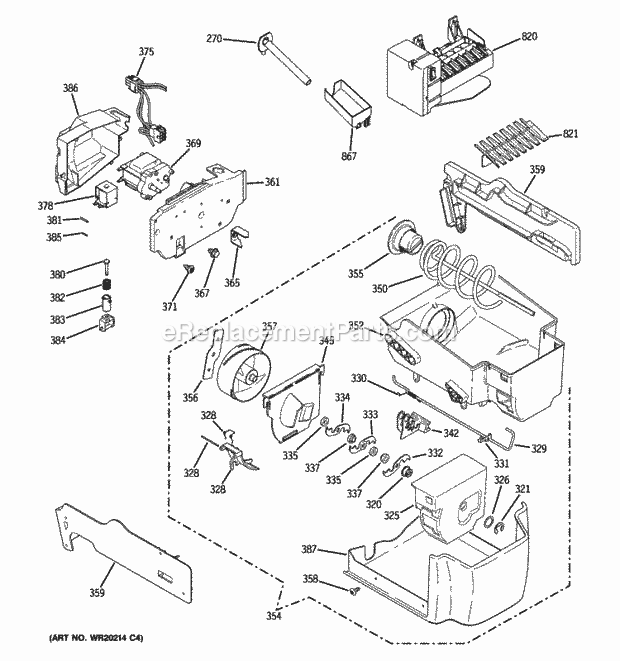 GE DSHF5PGXAEBB Ice Maker & Dispenser Diagram