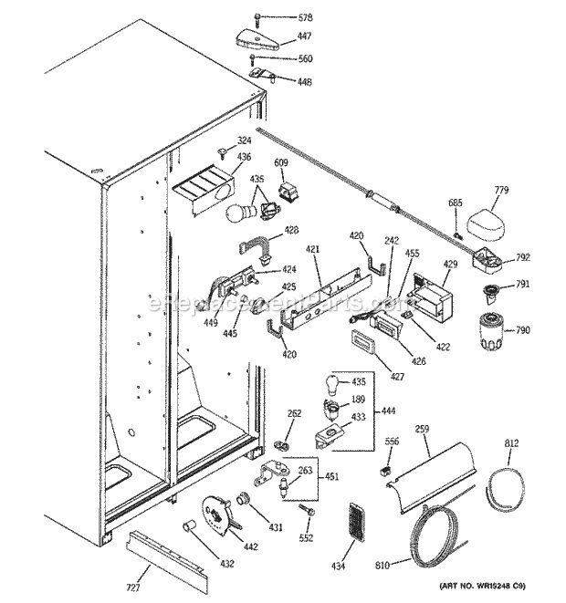 GE DSS25JFPAWW Refrigerator Fresh Food Section Diagram