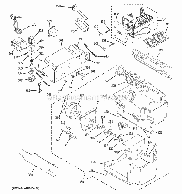 GE DSS25KGRCBB Refrigerator Ice Maker & Dispenser Diagram