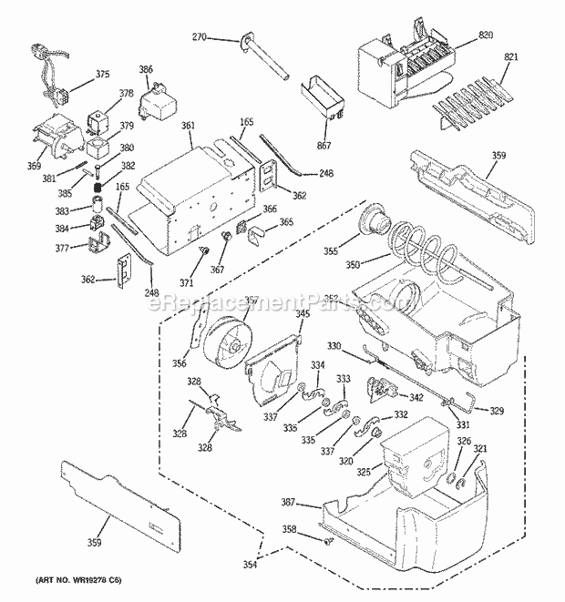 GE DSS25KGRDWW Refrigerator Ice Maker & Dispenser Diagram