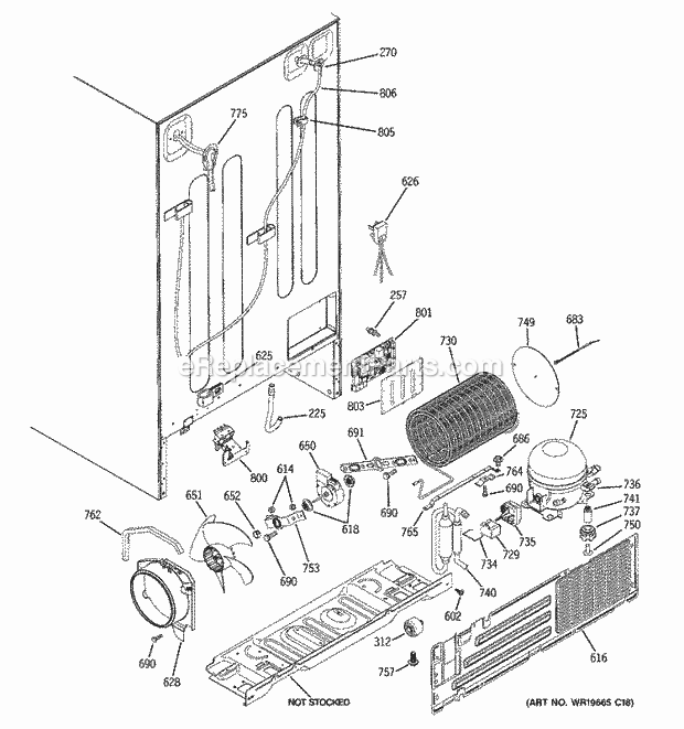 GE DSS25KGTBBB Refrigerator Sealed System & Mother Board Diagram