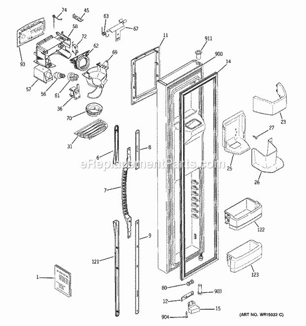 GE DSS25LGPABB Refrigerator Freezer Door Diagram