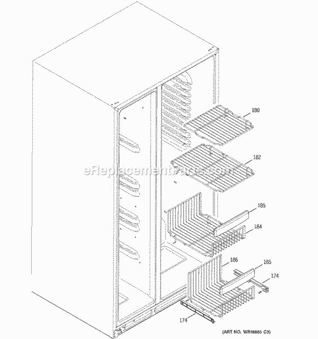 GE DSS25LGPABB Refrigerator Freezer Shelves Diagram