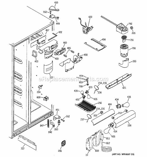 GE DSS25LGPABB Refrigerator Fresh Food Section Diagram