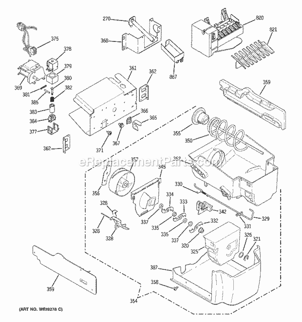 GE DSS25LGPABB Refrigerator Ice Maker & Dispenser Diagram