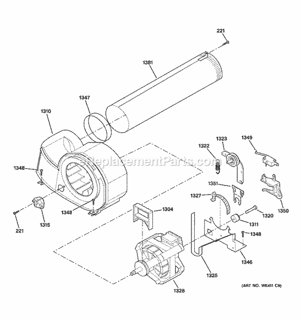 GE DSXH43EA3WW Electric Dryer Motor Diagram