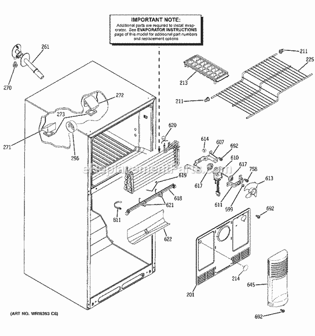 GE DTH18ZBSBRWW Refrigerator Freezer Section Diagram