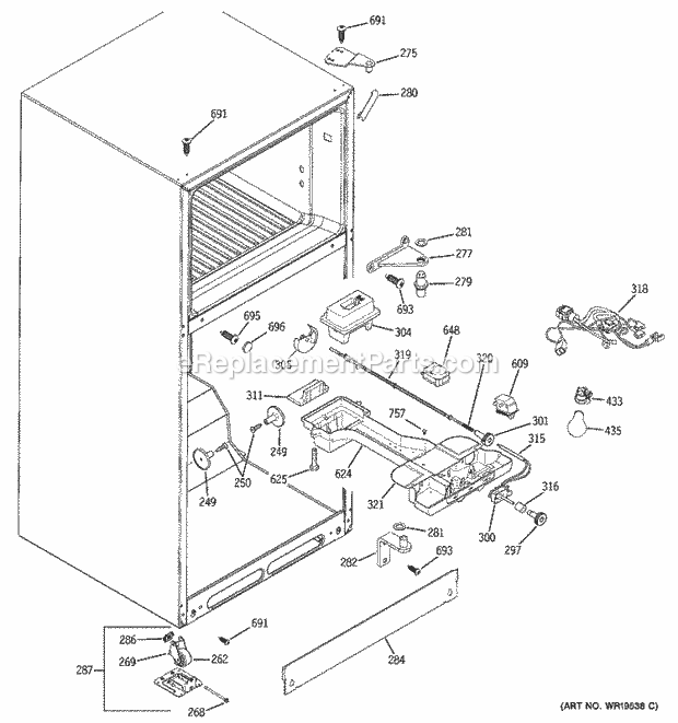 GE DTH18ZBSTRWW Refrigerator Fresh Food Section Diagram