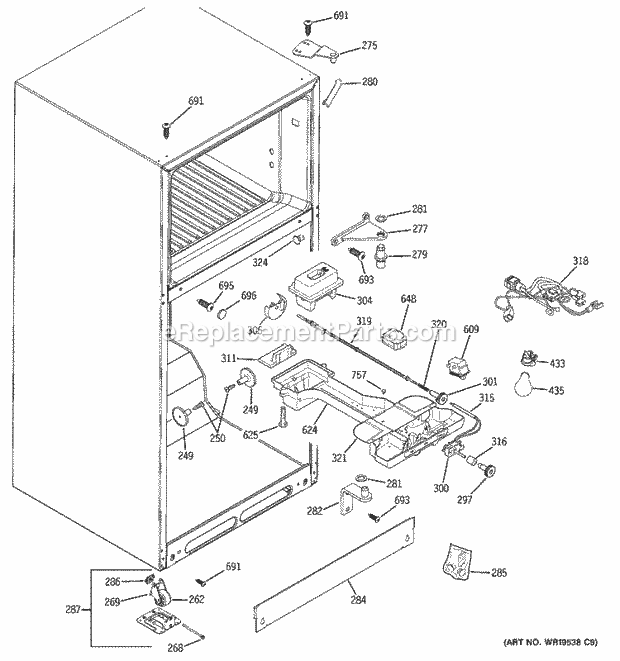 GE DTL18ICSSRBS Refrigerator Fresh Food Section Diagram