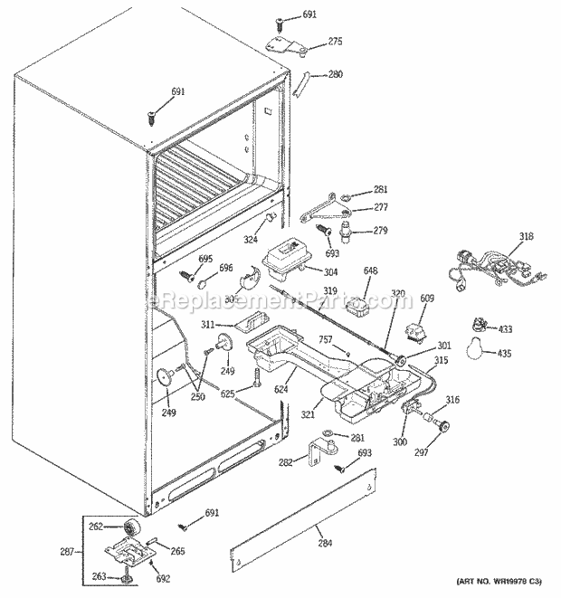 GE DTL18ICSURBS Refrigerator Fresh Food Section Diagram