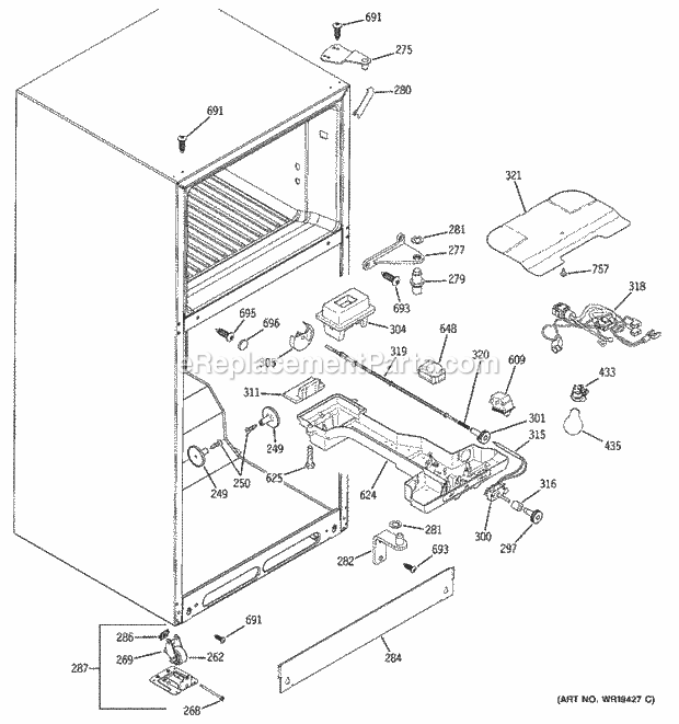 GE DTS18ICRBRWW Refrigerator Fresh Food Section Diagram