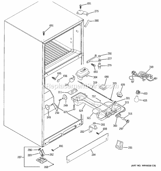 GE DTS18ICRLRBB Refrigerator Fresh Food Section Diagram