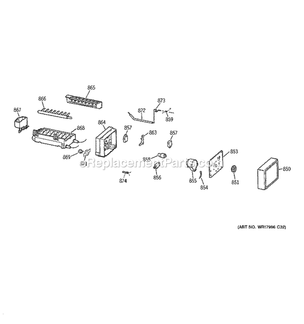 GE DTS18ICSARWW Refrigerator Icemaker Diagram