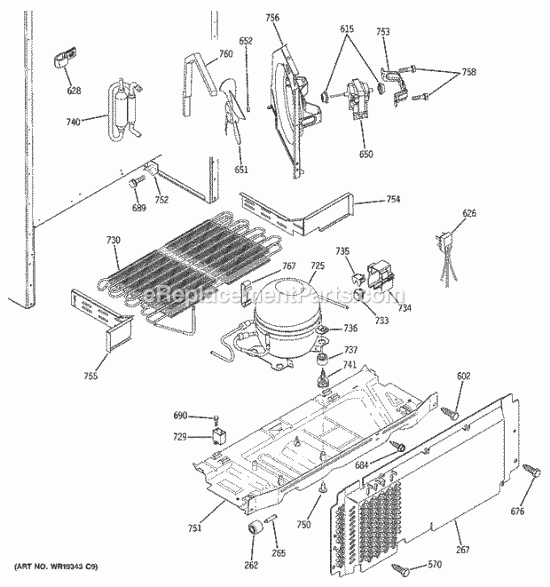 GE DTS18ICSNRWW Refrigerator Unit Parts Diagram