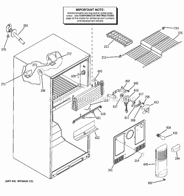 GE DTS18ZBRERWW Refrigerator Freezer Section Diagram