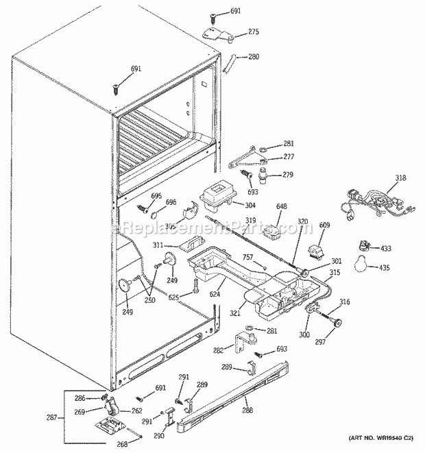 GE DTS18ZBRERWW Refrigerator Fresh Food Section Diagram