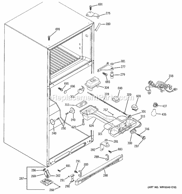 GE DTS18ZBRJRWW Refrigerator Fresh Food Section Diagram