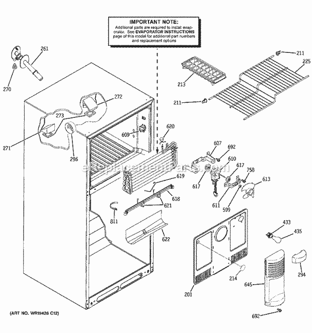 GE DTS18ZBRNRWW Refrigerator Freezer Section Diagram