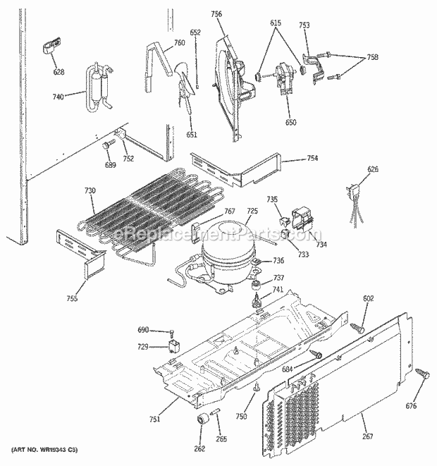 GE DTS18ZBRNRWW Refrigerator Unit Parts Diagram