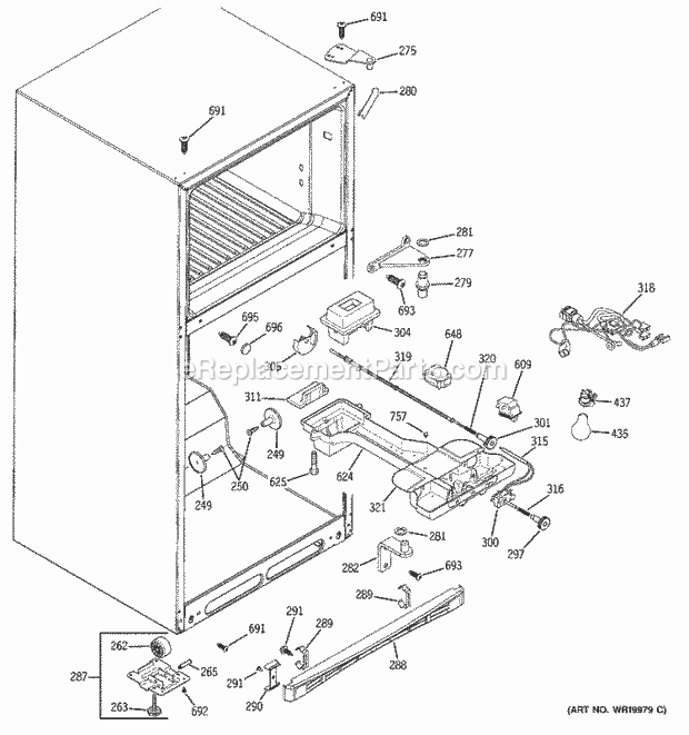 GE DTS18ZBRWRWW Refrigerator Fresh Food Section Diagram