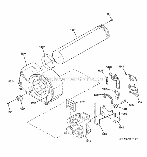 GE DVL223EB3WW Electric Dryer Motor Diagram