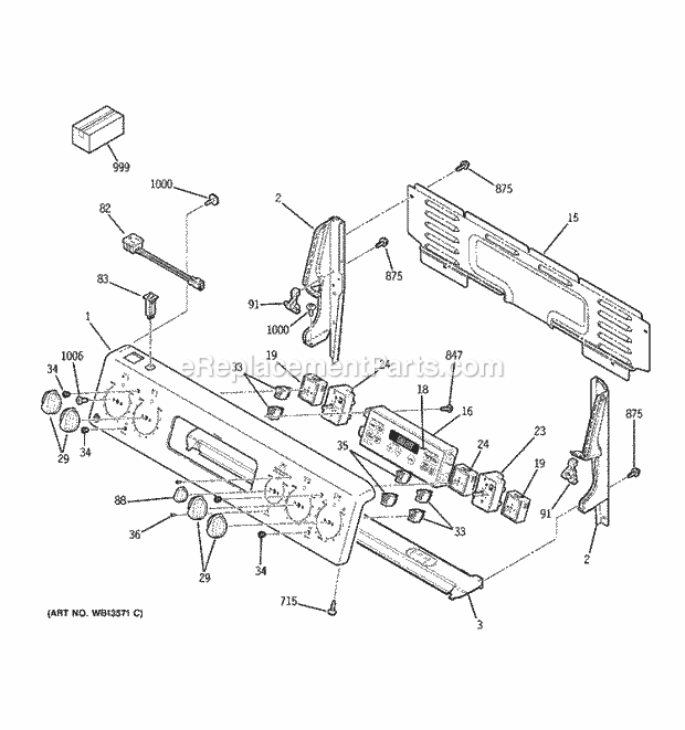 GE ECBP82WJ2WW Electric Range Control Panel Diagram