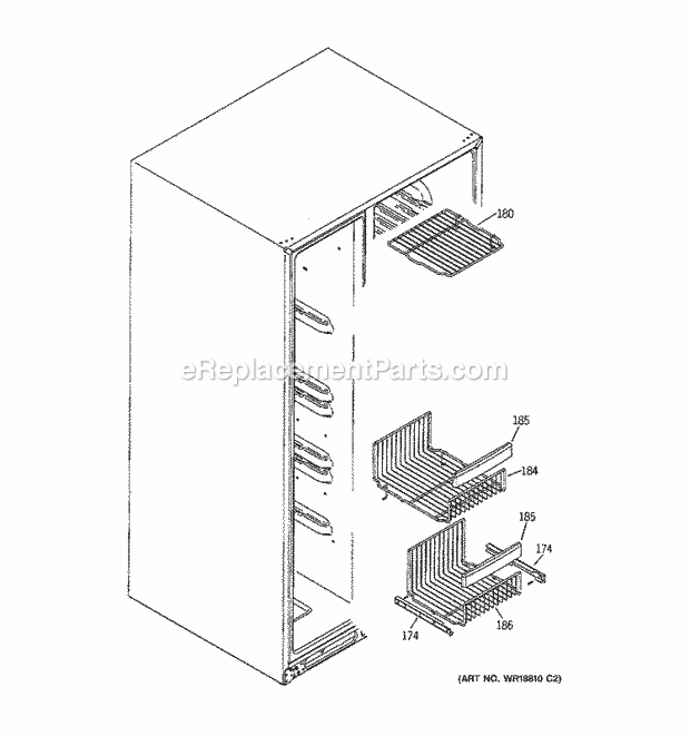 GE ESF25KGTAWW Refrigerator Freezer Shelves Diagram