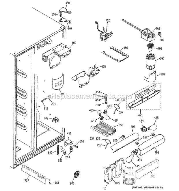 GE ESF25KGTAWW Refrigerator Fresh Food Section Diagram