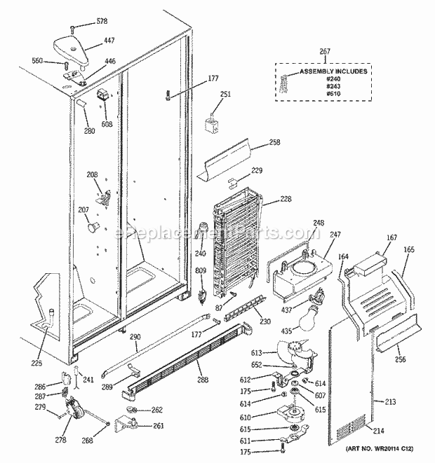 GE ESH22JFWABB Refrigerator W Series Freezer Section Diagram