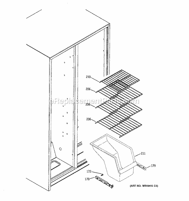 GE ESH22JFWABB Refrigerator W Series Freezer Shelves Diagram