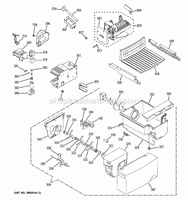 GE ESH22JFWCWW Refrigerator W Series Ice Maker & Dispenser Diagram