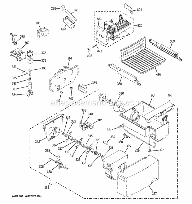 GE ESH22JFWEBB Refrigerator W Series Ice Maker & Dispenser Diagram