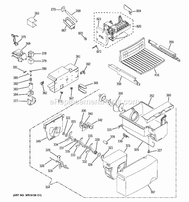 GE ESH22JSWBSS Refrigerator W Series Ice Maker & Dipsenser Diagram