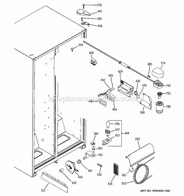 GE ESH22JSWDSS Refrigerator W Series Fresh Food Section Diagram