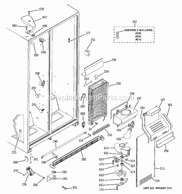 GE ESH22XGREWW Refrigerator Freezer Section Diagram