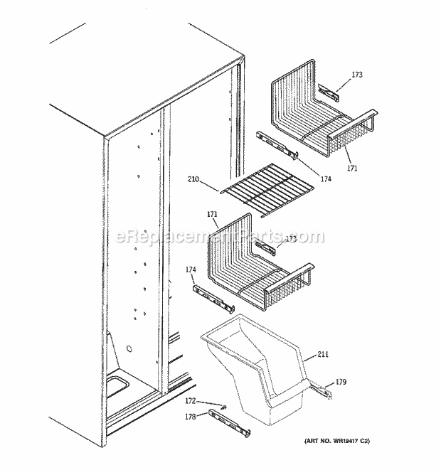 GE ESH22XGREWW Refrigerator Freezer Shelves Diagram