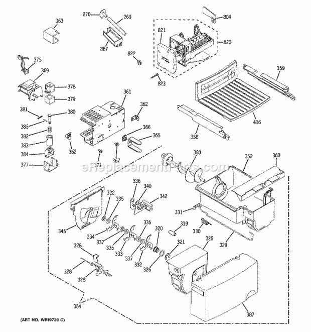 GE ESH22XGREWW Refrigerator Ice Maker & Dispenser Diagram