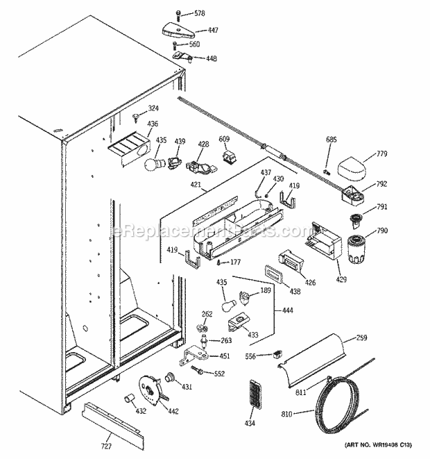 GE ESH25XGRACC Refrigerator Fresh Food Section Diagram