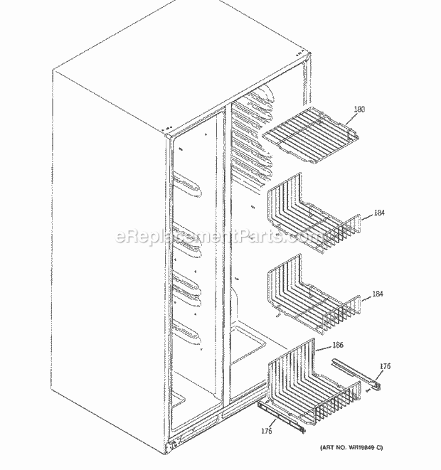 GE ESL25XGSCBS Refrigerator Freezer Shelves Diagram