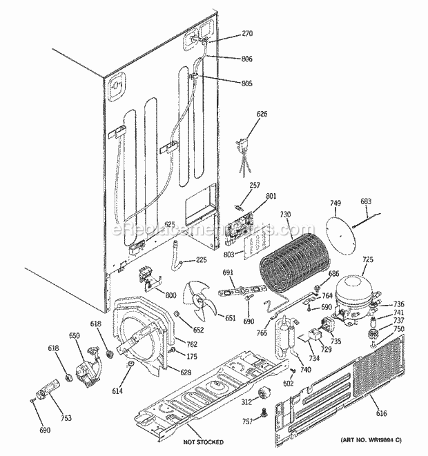 GE ESL25XGSCBS Refrigerator Sealed System & Mother Board Diagram