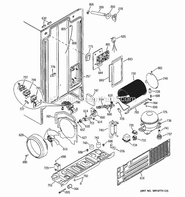 GE ESS22XGMACC Refrigerator Sealed System & Mother Board Diagram