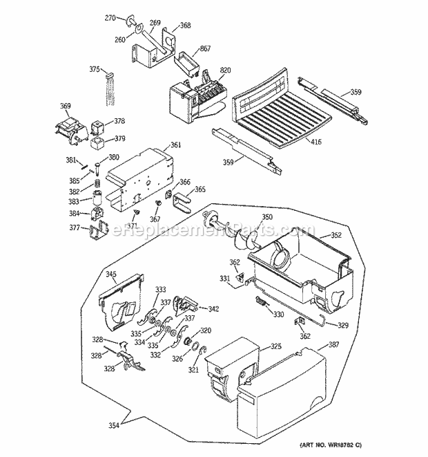 GE ESS22XGMACC Refrigerator Ice Maker & Dispenser Diagram