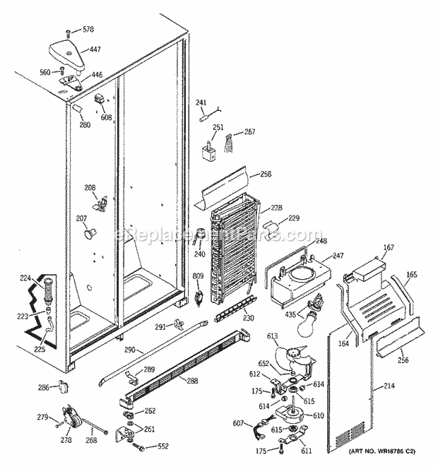 GE ESS22XGMAWW Refrigerator Freezer Section Diagram